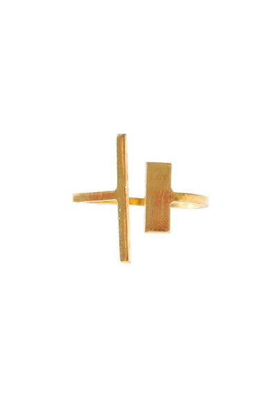 Asymmetrical Gold Bar Ring - Two Penny Blue