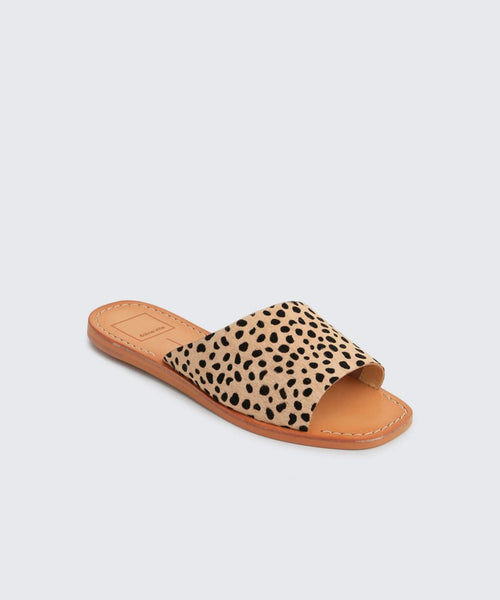 Cato Leopard Print Flat - Two Penny Blue