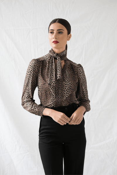 Charlotte Blouse in Leopard - Two Penny Blue