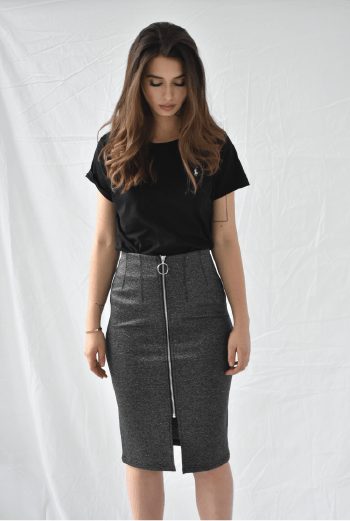 FRNCH Elvina Skirt Grey - Two Penny Blue