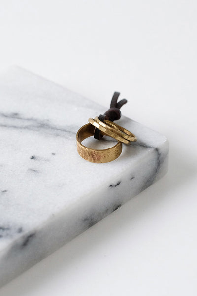 Perfect Stackable Brass Three Ring Set - Two Penny Blue