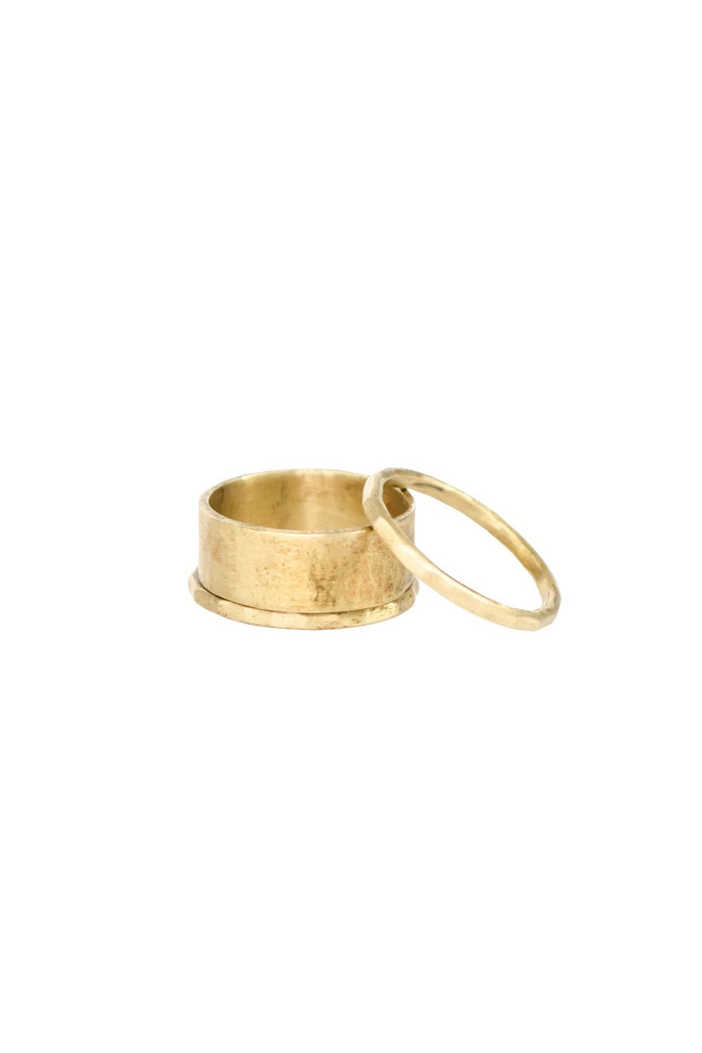 Perfect Stackable Brass Three Ring Set - Two Penny Blue