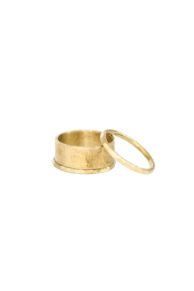 Perfect Stackable Brass Three Ring Set - Two Penny Blue