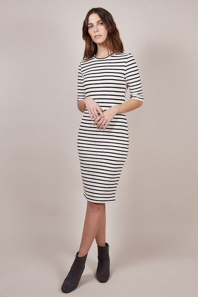 Perfect Striped Dress in White & Black - Two Penny Blue