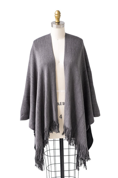 Reversible Uptown Cape in Charcoal | Black - Two Penny Blue