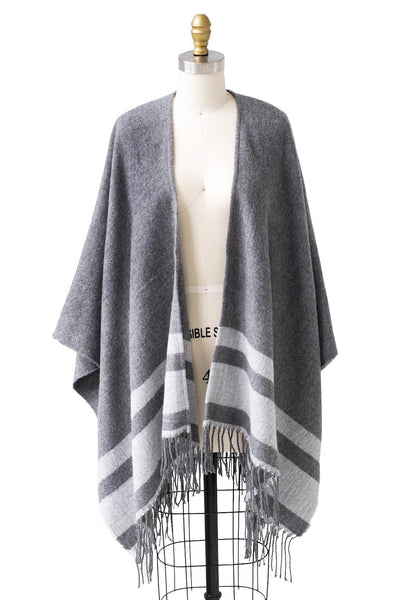 Striped Cape in Gray - Two Penny Blue