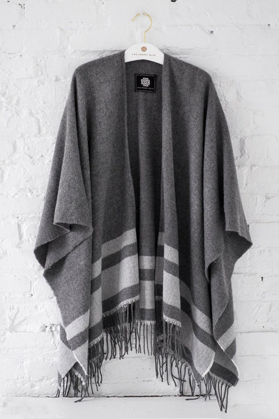 Striped Cape in Gray - Two Penny Blue