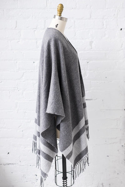 Striped Cape in Gray - Two Penny Blue