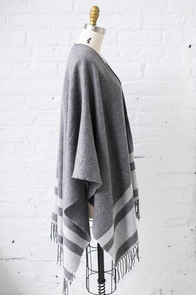 Striped Cape in Gray - Two Penny Blue