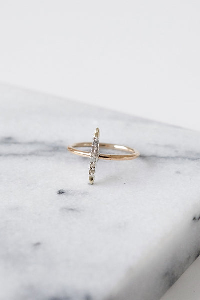 Stunning Five Stone Vertical Svelte Pavé Diamond Ring - Two Penny Blue