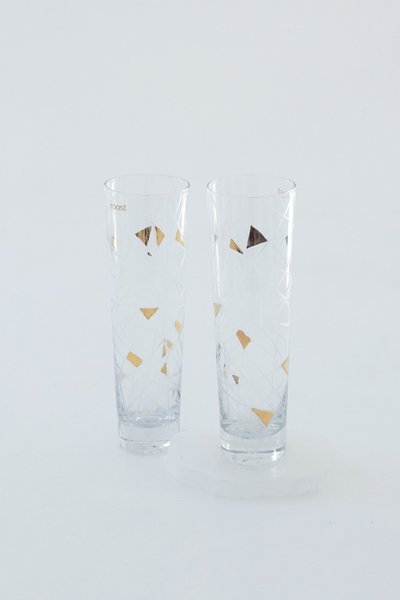 Abstract Geometric Champagne Flute - Two Penny Blue
