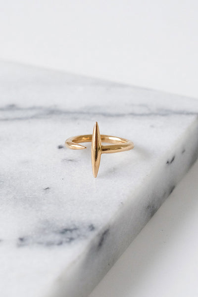 Finely Crafted Brass Quill Ring - Two Penny Blue