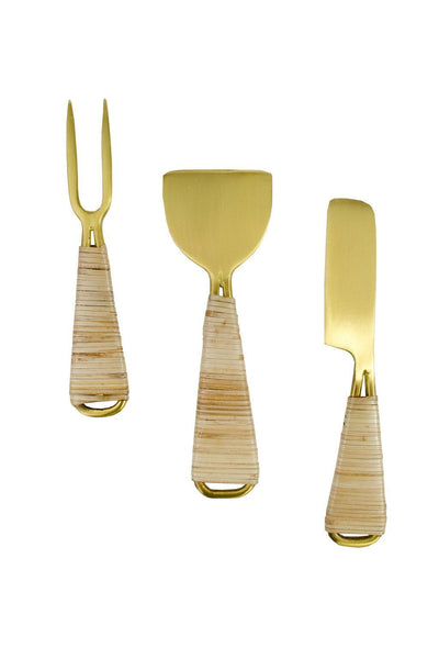 Gio Brass Wire & Rattan Cheese Tools - Two Penny Blue