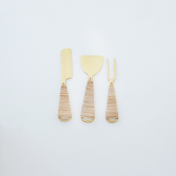 Gio Brass Wire & Rattan Cheese Tools - Two Penny Blue