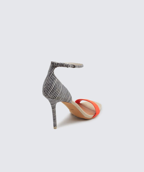 Halo White Striped Fabric Heel - Two Penny Blue