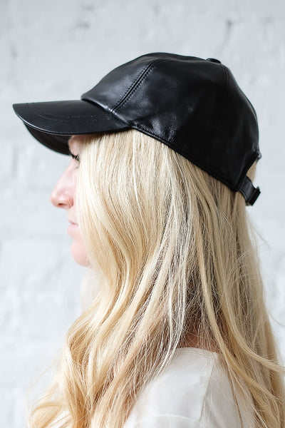 Leather Baseball Cap - Two Penny Blue