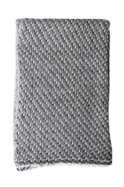 Luxe Basketweave Gray Cashmere Scarf - Two Penny Blue