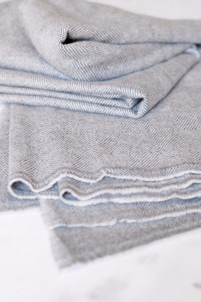 Luxe Cashmere Gray Herringbone Throw - Two Penny Blue