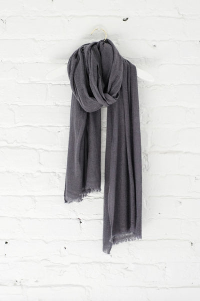 Luxe Charcoal Gray Cashmere Scarf - Two Penny Blue