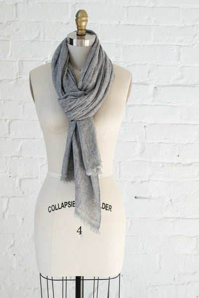 Luxe Heathered Gray Cashmere Scarf - Two Penny Blue