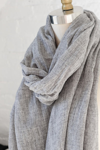 Luxe Heathered Gray Cashmere Scarf - Two Penny Blue