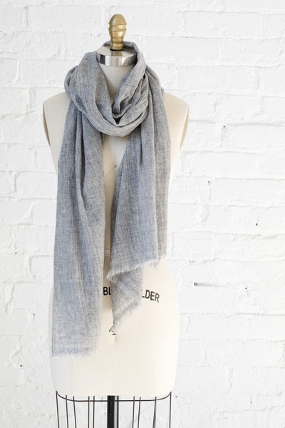 Luxe Heathered Gray Cashmere Scarf - Two Penny Blue