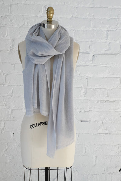 Luxe Light Gray Cashmere Scarf - Two Penny Blue