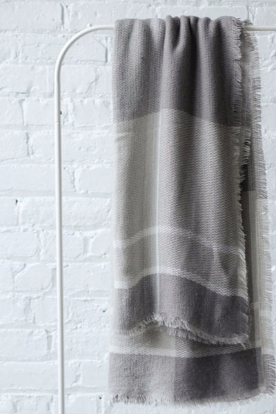 Modern Gray Plaid Blanket Scarf - Two Penny Blue
