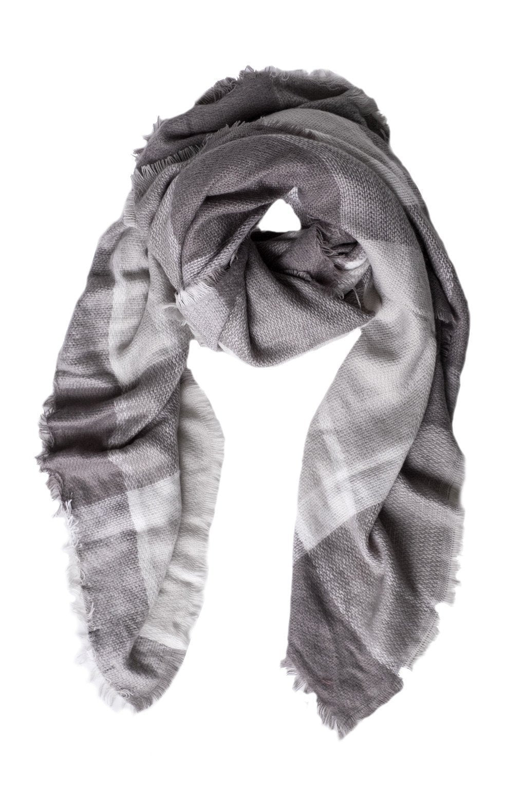 Modern Gray Plaid Blanket Scarf - Two Penny Blue