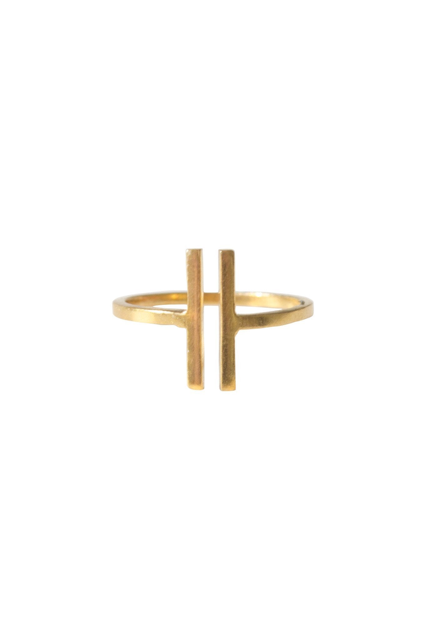 Parallel Gold Bar Ring - Two Penny Blue
