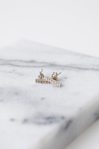 Pavé Bar Post Earrings - Two Penny Blue