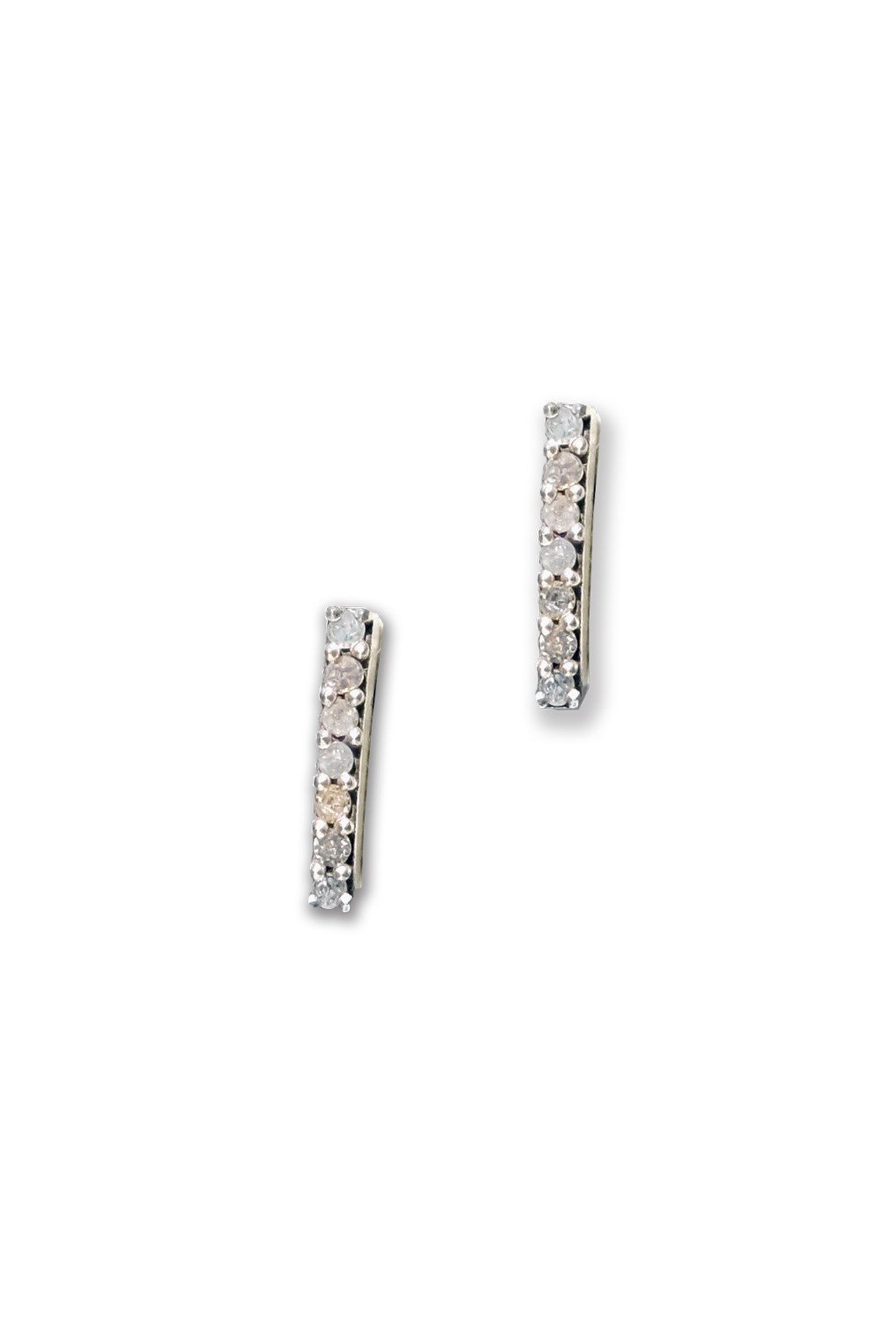 Pavé Bar Post Earrings - Two Penny Blue