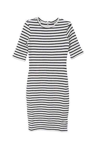 Perfect Striped Dress in White & Black - Two Penny Blue