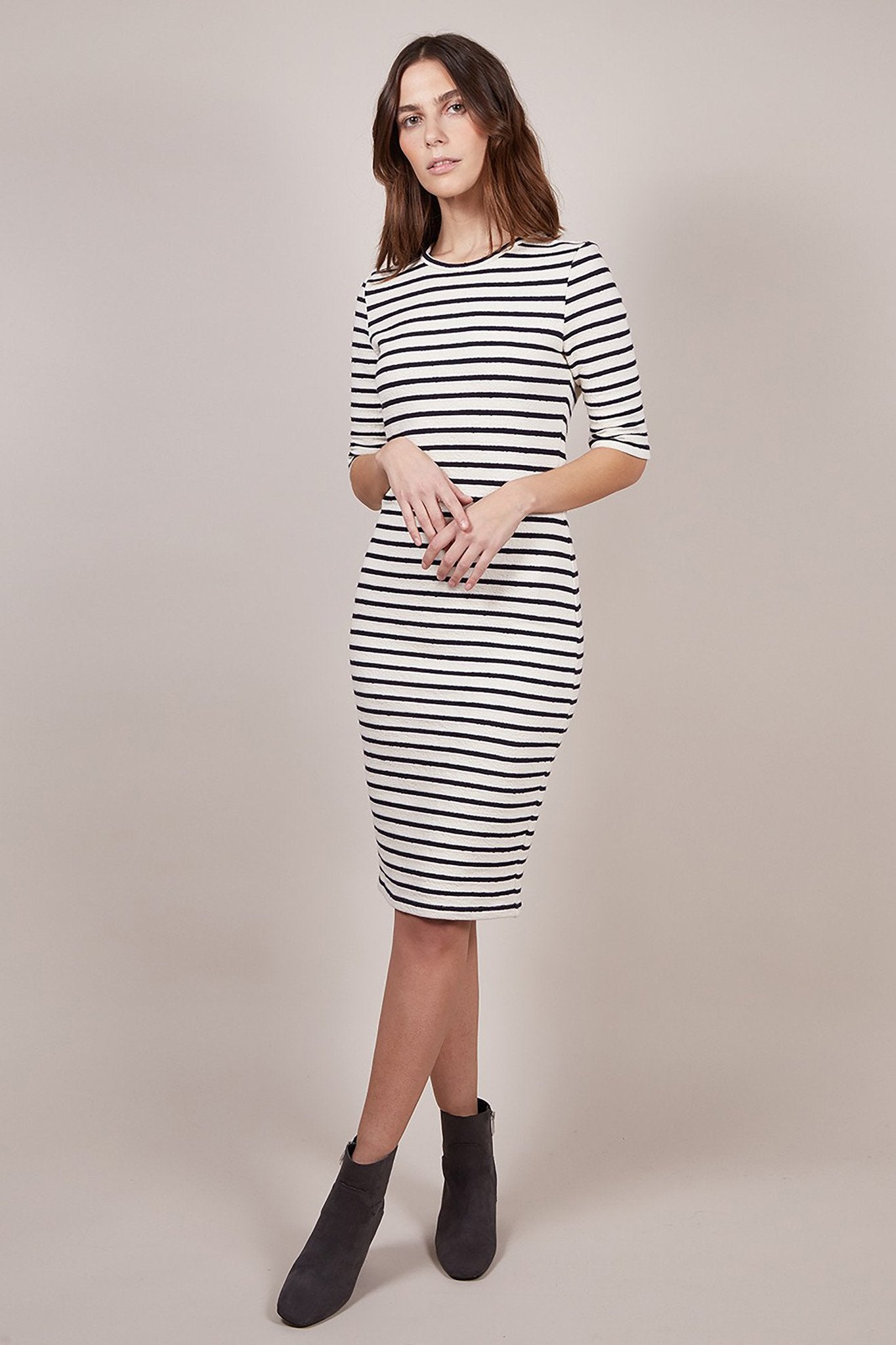 Perfect Striped Dress in White & Black Two Penny Blue Perfect Striped Dress in White & Black Two Penny Blue