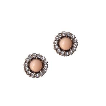 Petite Blush and Crystal Studs - Two Penny Blue