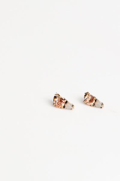 Petite Rose Crystal Post Earrings - Two Penny Blue
