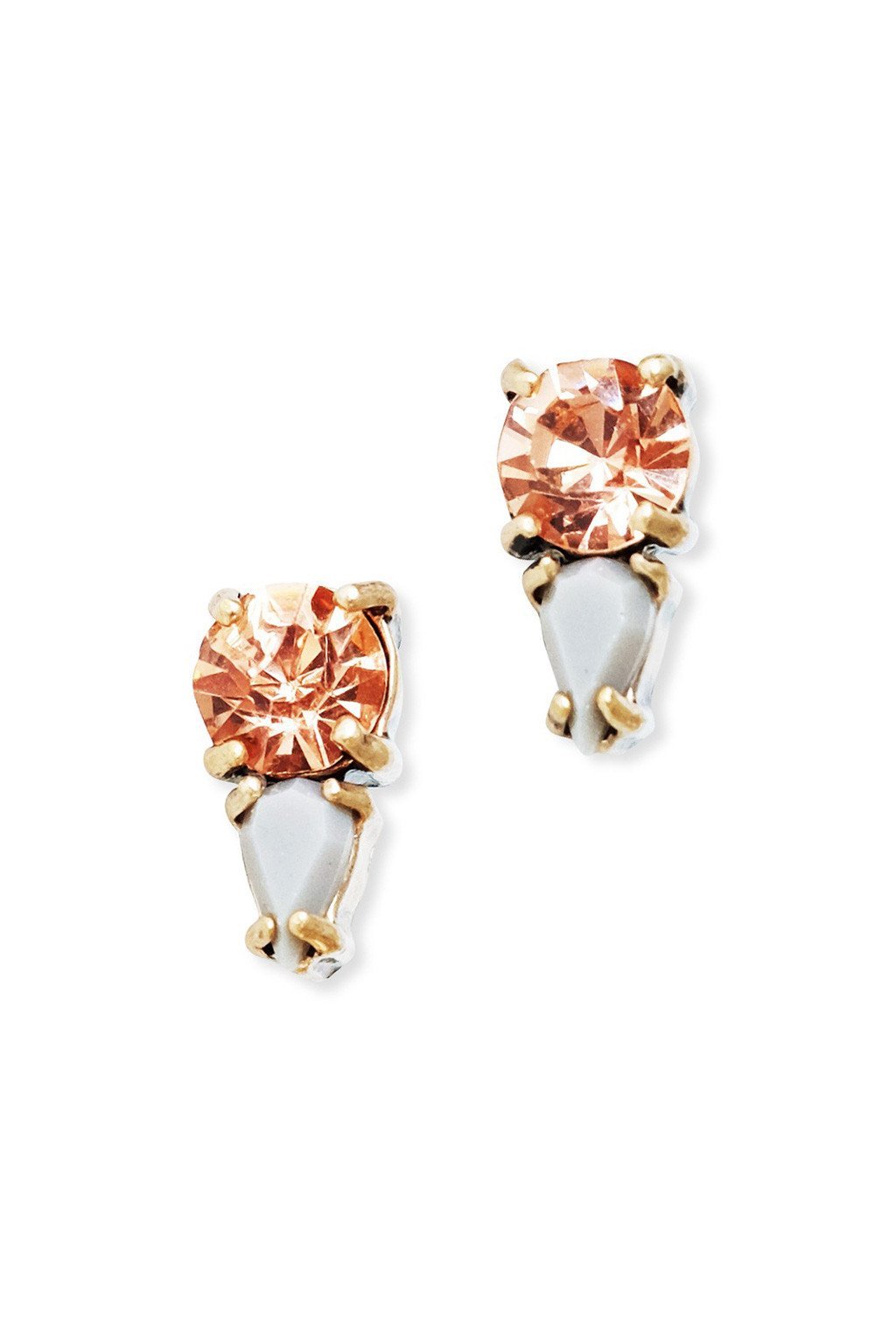Petite Rose Crystal Post Earrings - Two Penny Blue