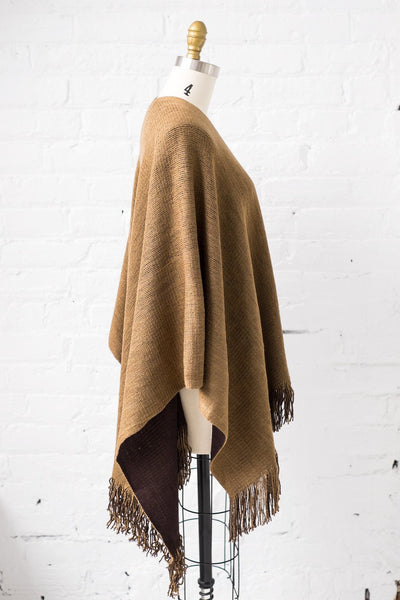 Reversible Uptown Cape in Camel and  Mocha - Two Penny Blue