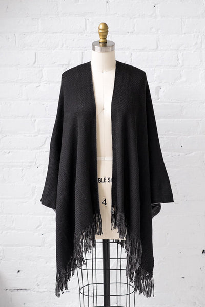 Reversible Uptown Cape in Charcoal | Black - Two Penny Blue