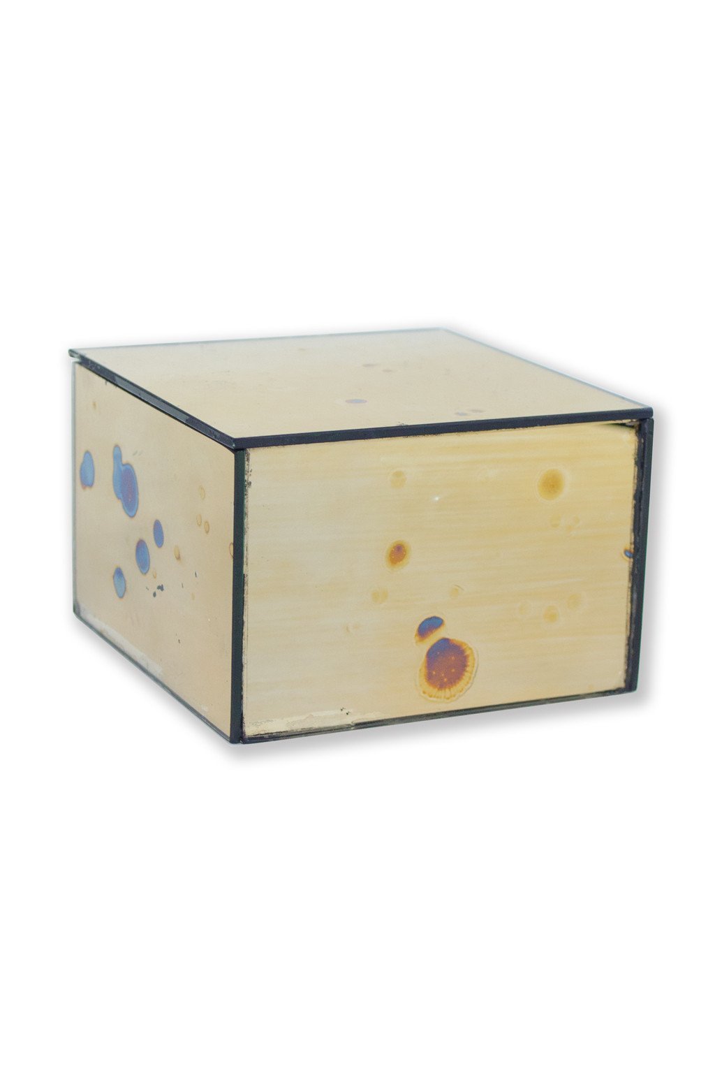 Square Arte Gold Mirrored Box - Two Penny Blue