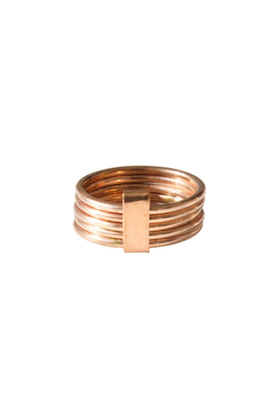 Stacked Five Band Bronze Ring - Two Penny Blue