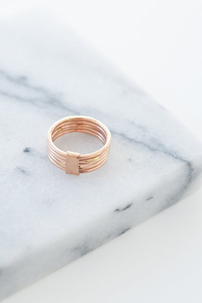 Stacked Five Band Bronze Ring - Two Penny Blue