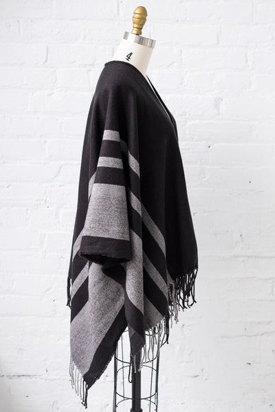 Striped Cape in Black - Two Penny Blue