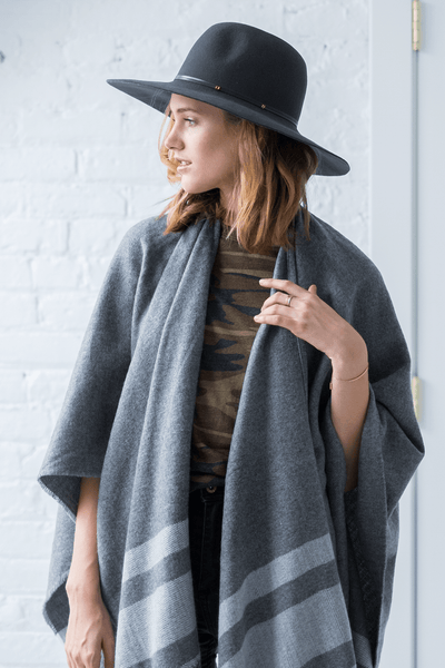 Striped Cape in Gray - Two Penny Blue