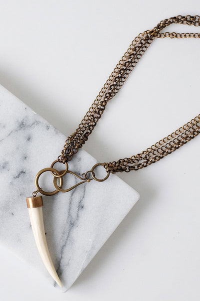 Talisman Bone Antler Necklace - Two Penny Blue