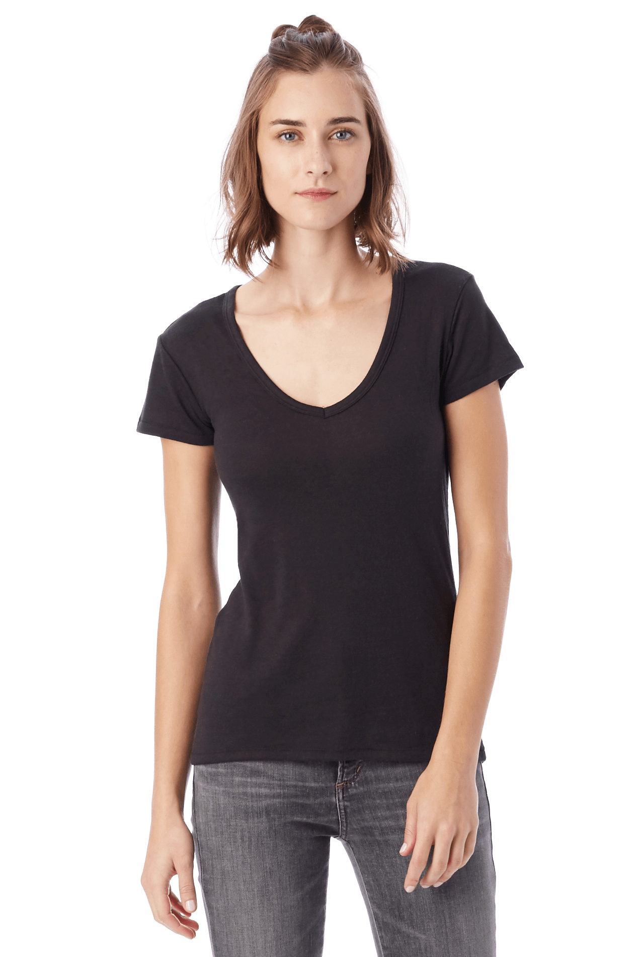 V-Neck Tee in Black - Two Penny Blue