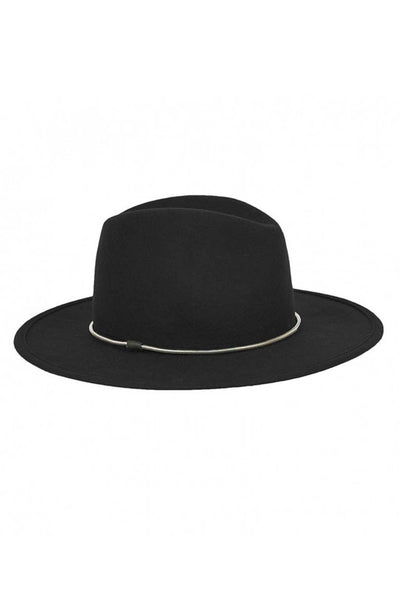 Wide Brim Fedora with Silver Chain - Two Penny Blue